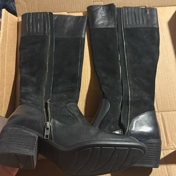 Born black suede leather tall boot Uchee F73809 riding equestrian knee high - Picture 4 of 7